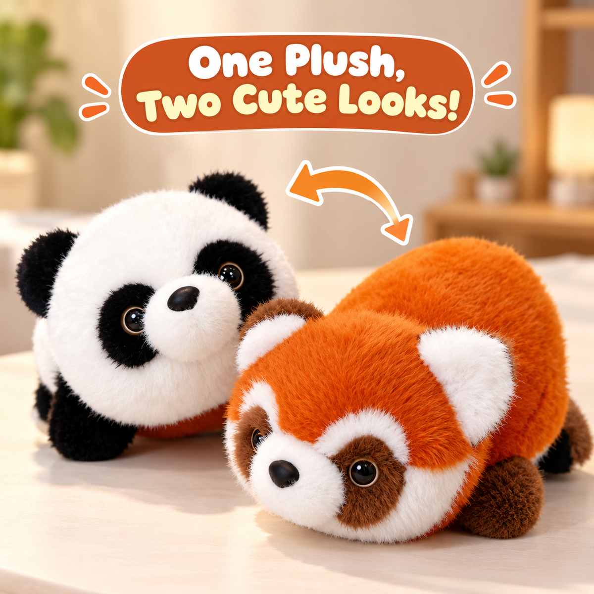 2-in-1 Raccoon Panda Plush Toy