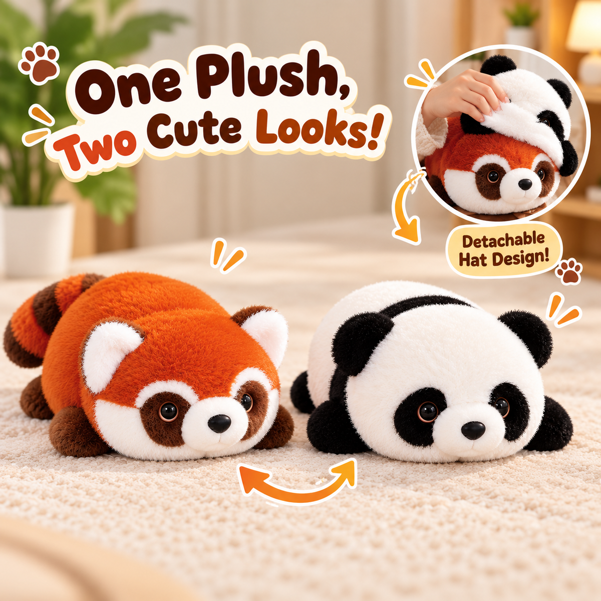 2-in-1 Raccoon Panda Plush Toy