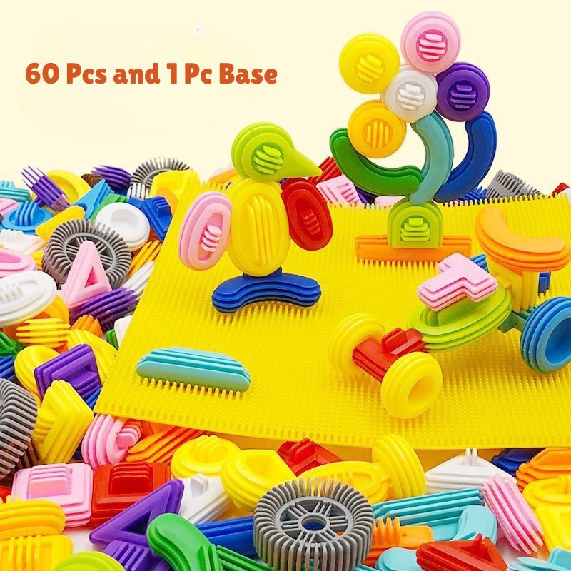 60 pieces plus 1 base board complete interlocking toyset