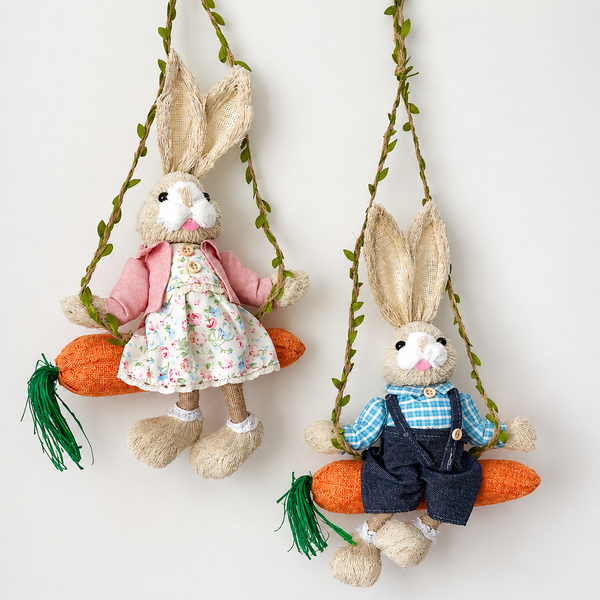 Whimsical Bunny Carrot Wall Charm