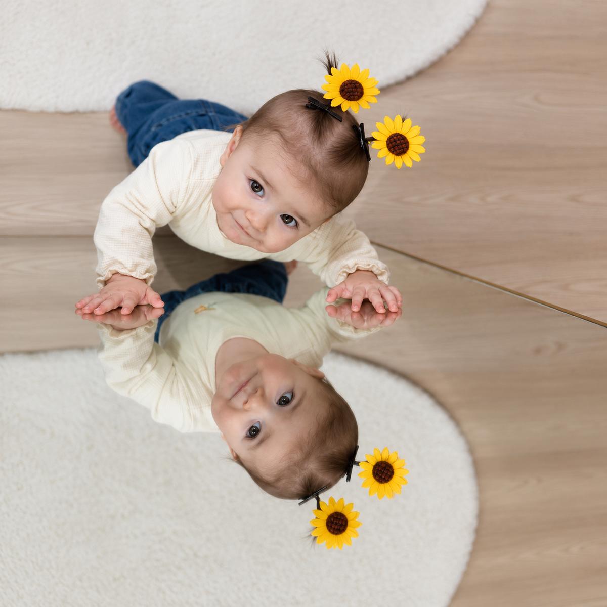 Cute Springy Duck, Sunflower & Heart Clips