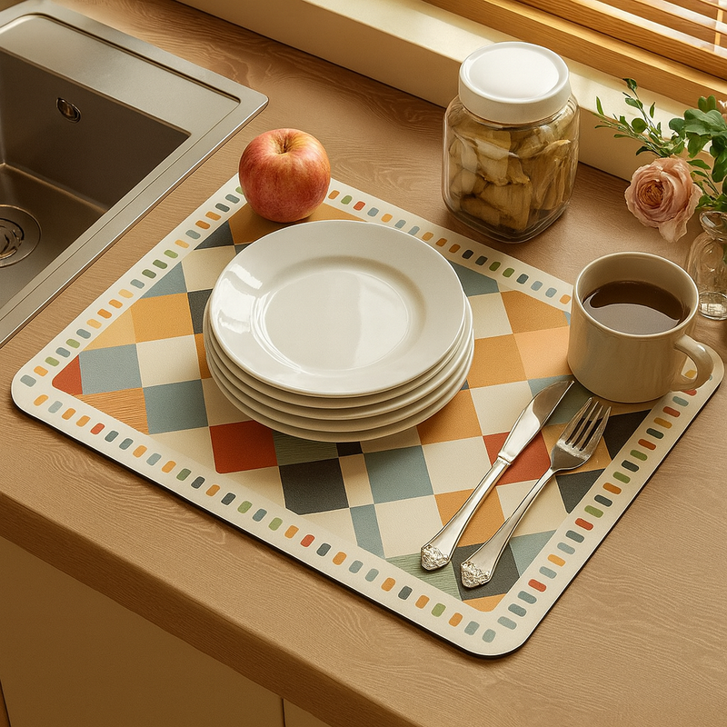 Easy clean wipe rinse kitchen mat reusable