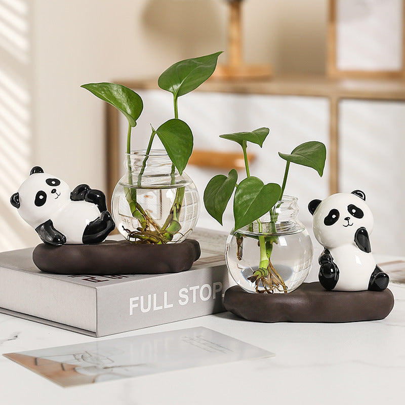 Cartoon Panda Hydroponic Plant Vase
