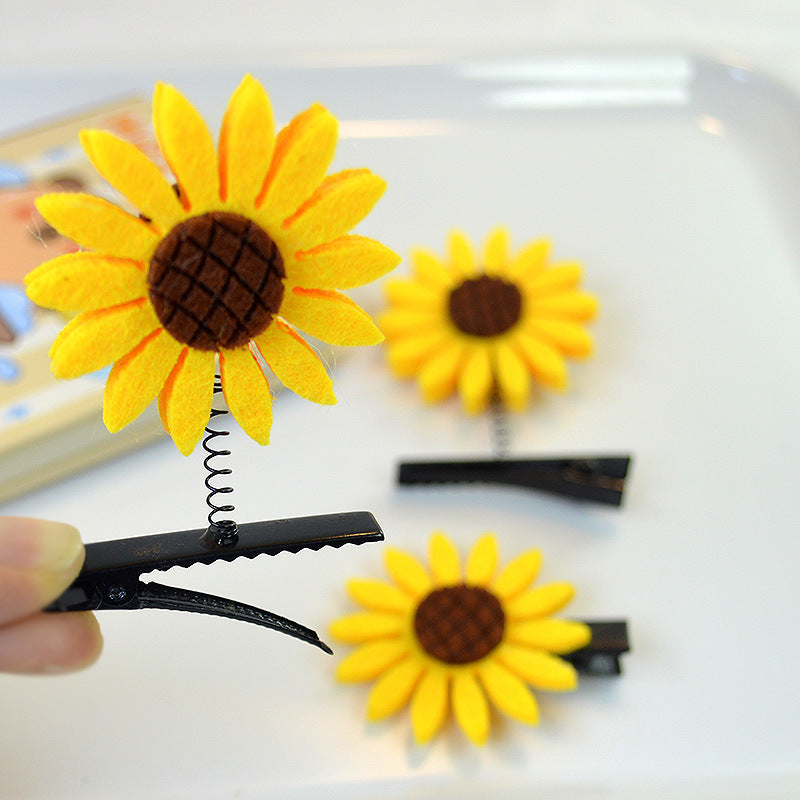 Cute Springy Duck, Sunflower & Heart Clips