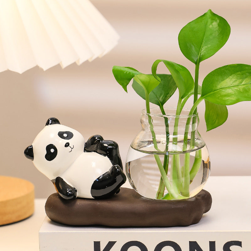 Cartoon Panda Hydroponic Plant Vase