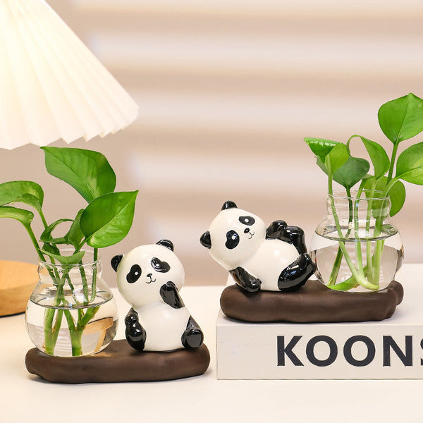 Cartoon Panda Hydroponic Plant Vase