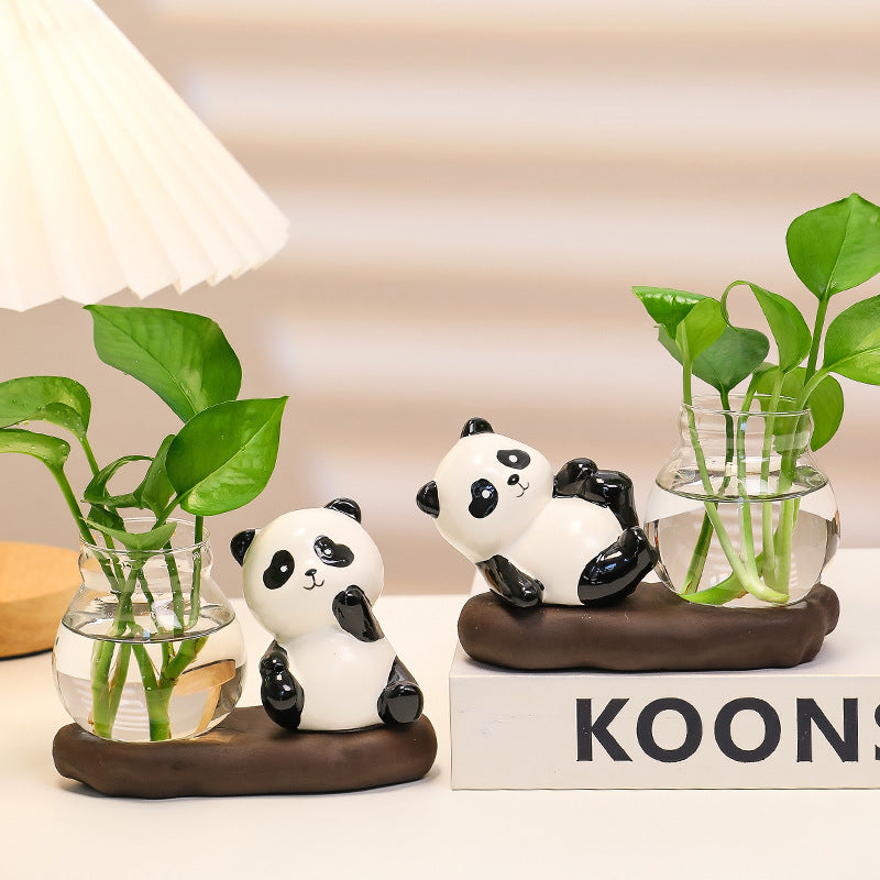 Cartoon Panda Hydroponic Plant Vase