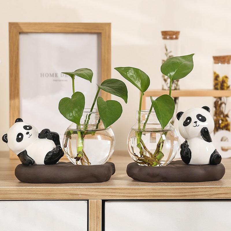 Cartoon Panda Hydroponic Plant Vase