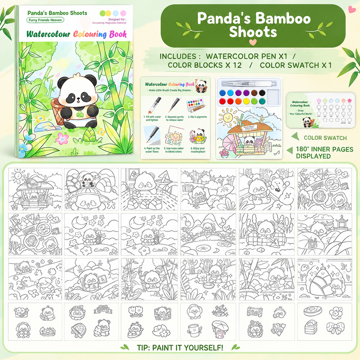 Kids Panda Painting Activity Book
