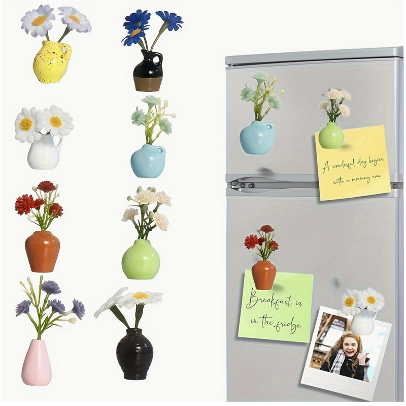 Cute Mini Flower Vase Fridge Magnets