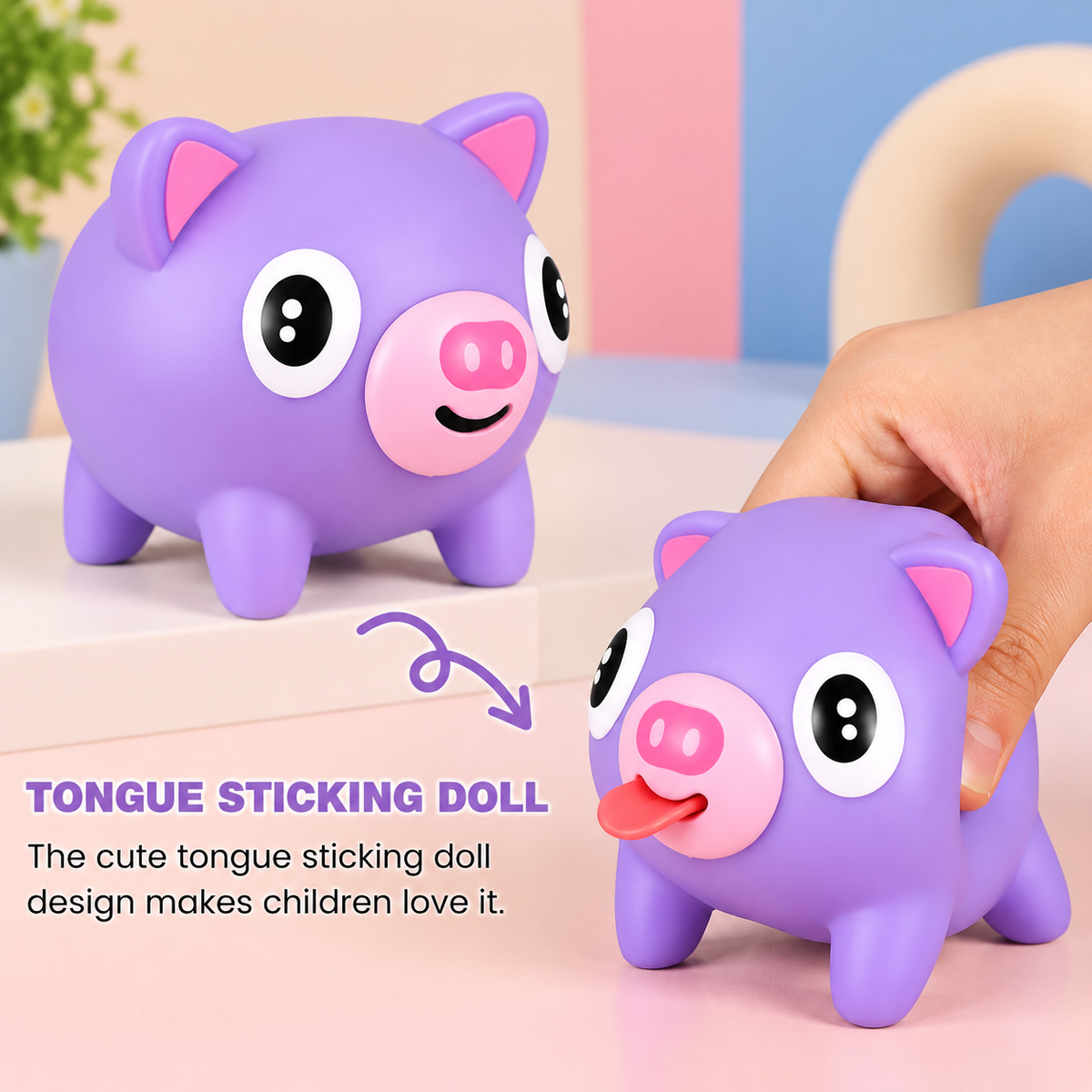 Squeaky Pig Tongue Pop Toy