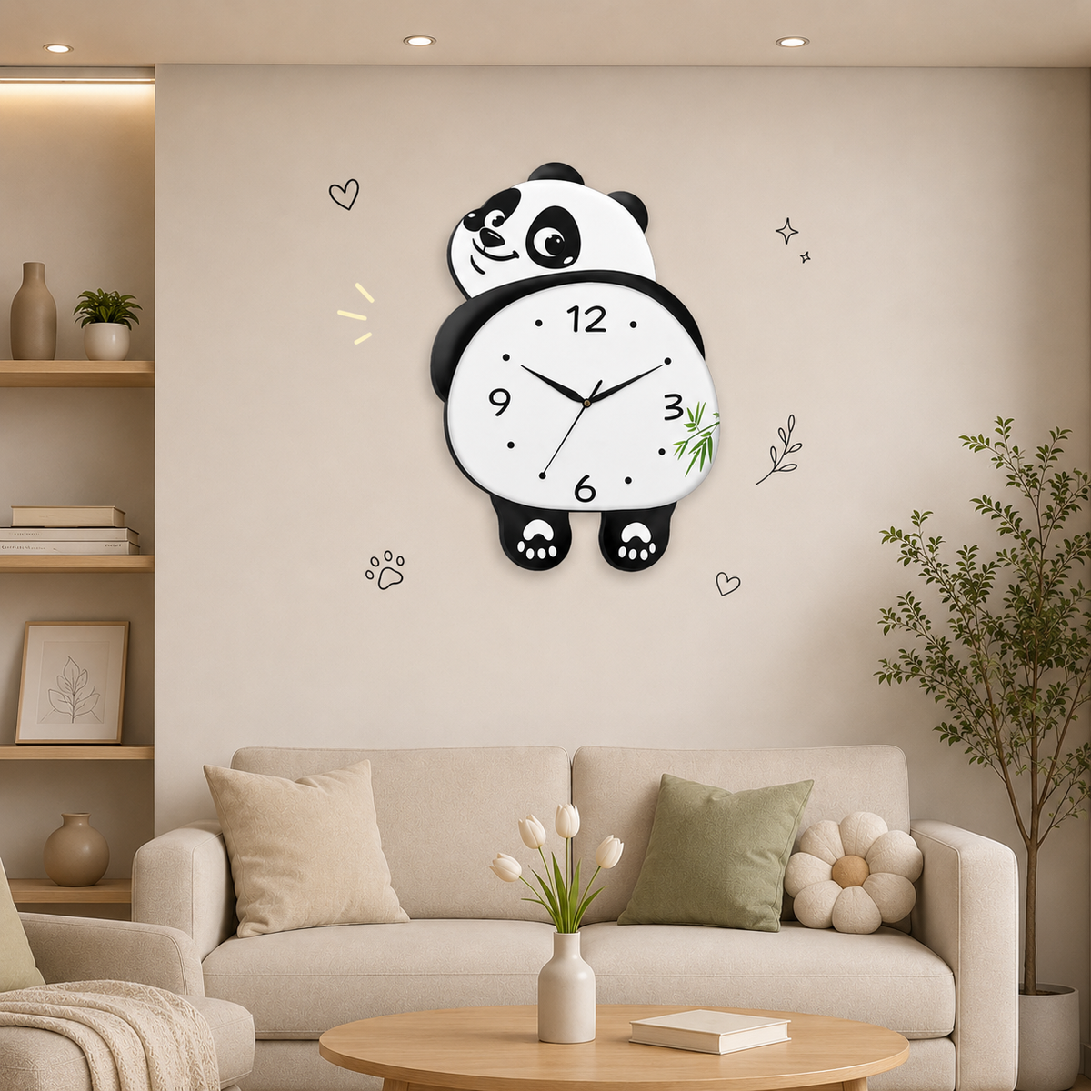 Cute Panda Swing Wall Clock (39*30)