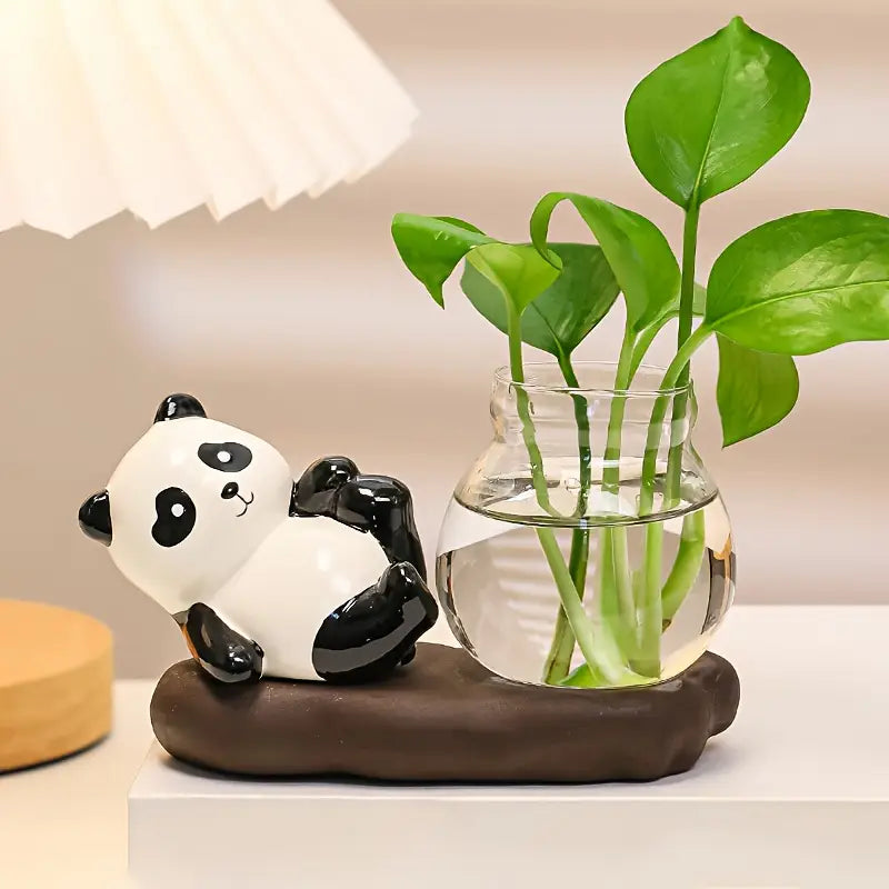 Cartoon Panda Hydroponic Plant Vase